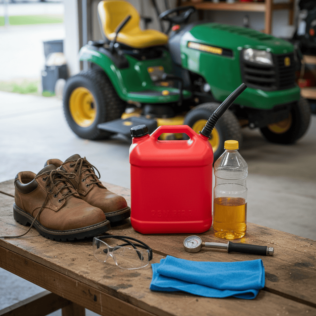 How Do You Mow a Lawn With a Riding Mower? (Complete Guide) Pre-mowing maintenance supplies and safety equipment