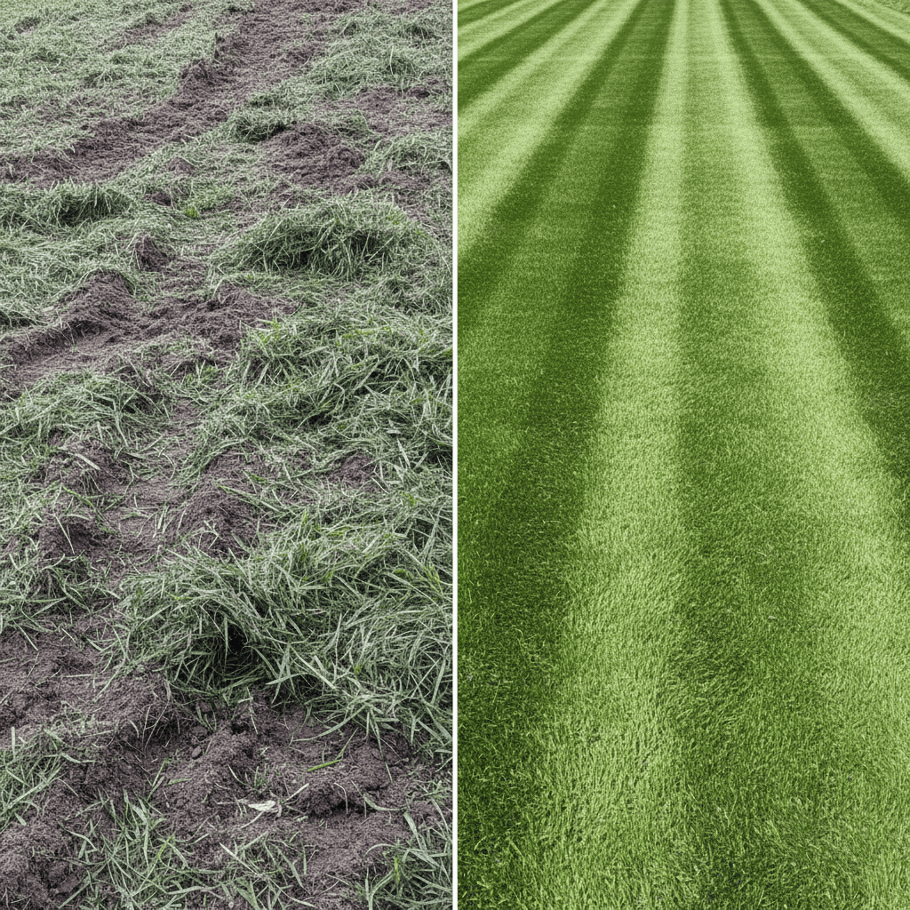 Comparison of mowing wet grass versus dry grass results