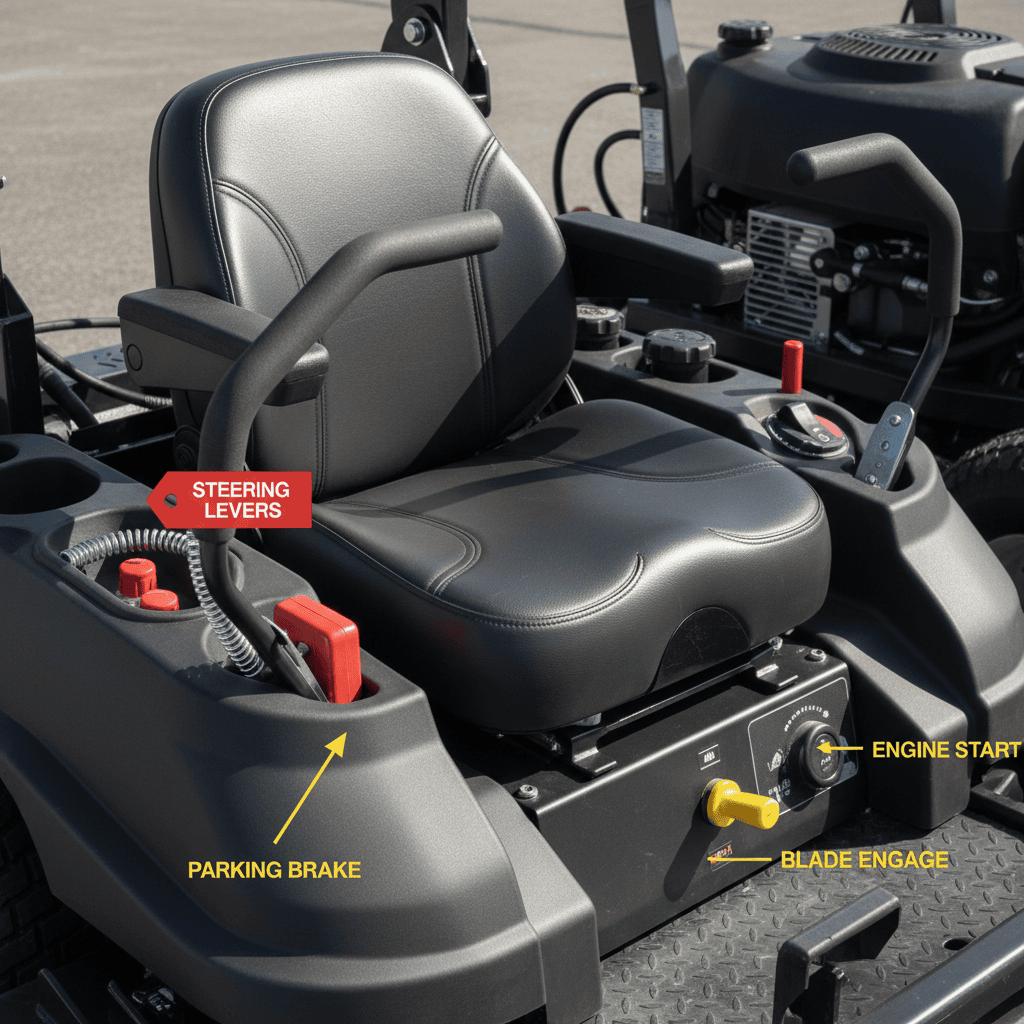 Zero-turn mower control components and steering levers