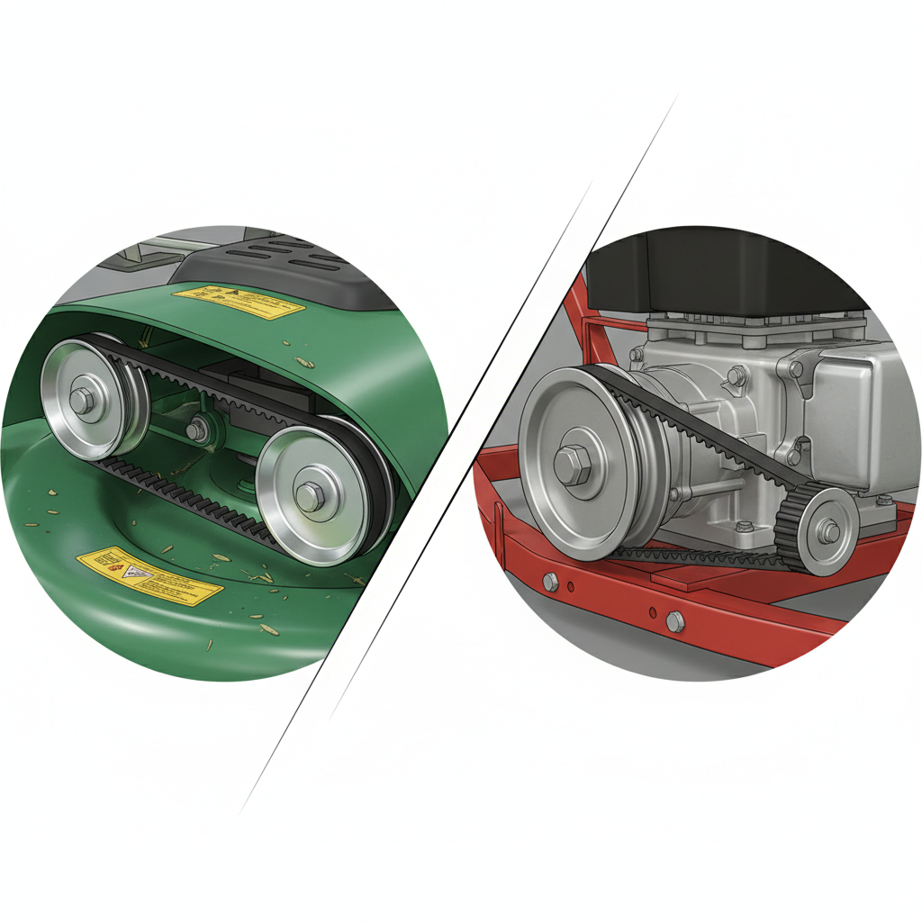 How Do You Put a Drive Belt on a Lawn Mower? (Step-by-Step Guide) Two distinct belt locations on a riding lawn mower: deck blade belt and ground-drive transmission belt