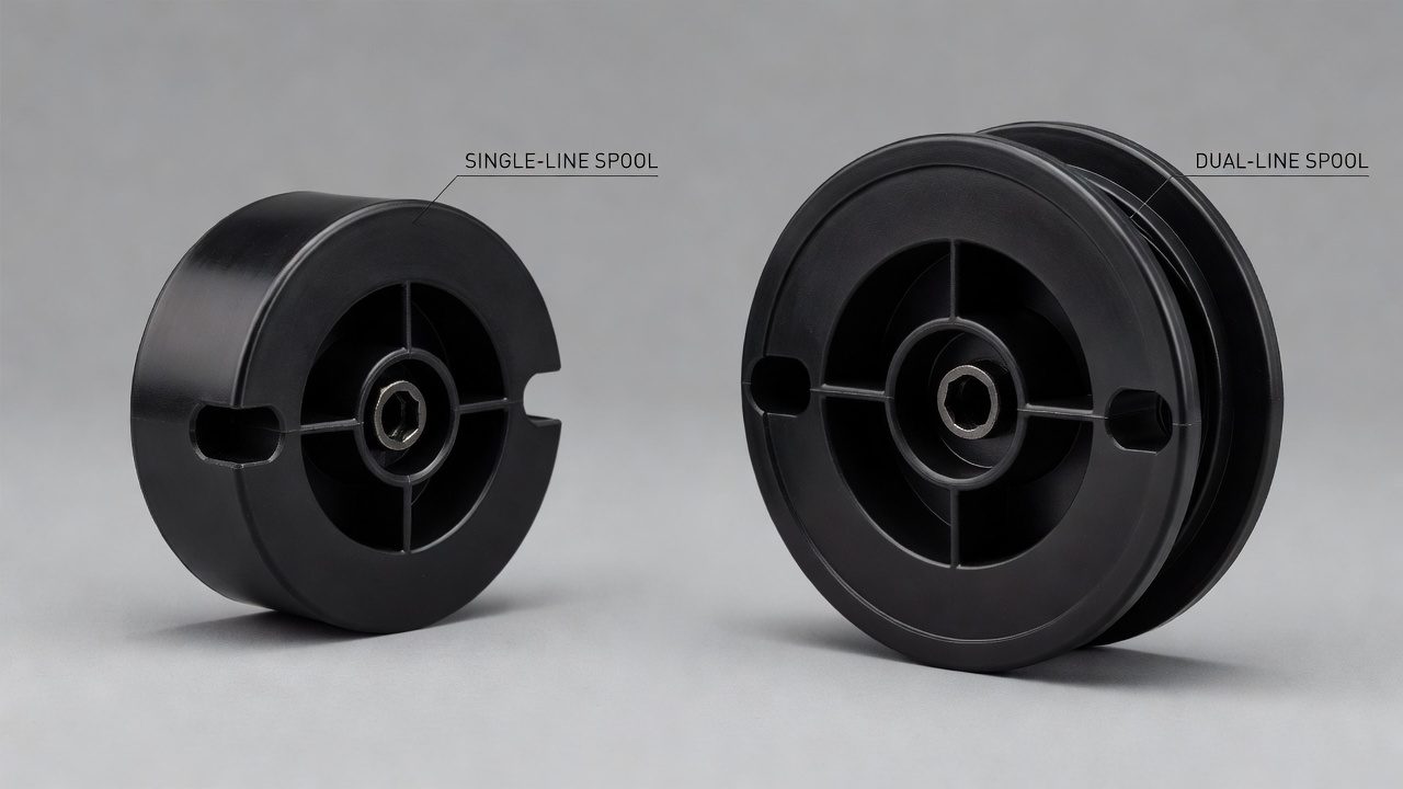 Comparison of single-line and dual-line weed eater spools