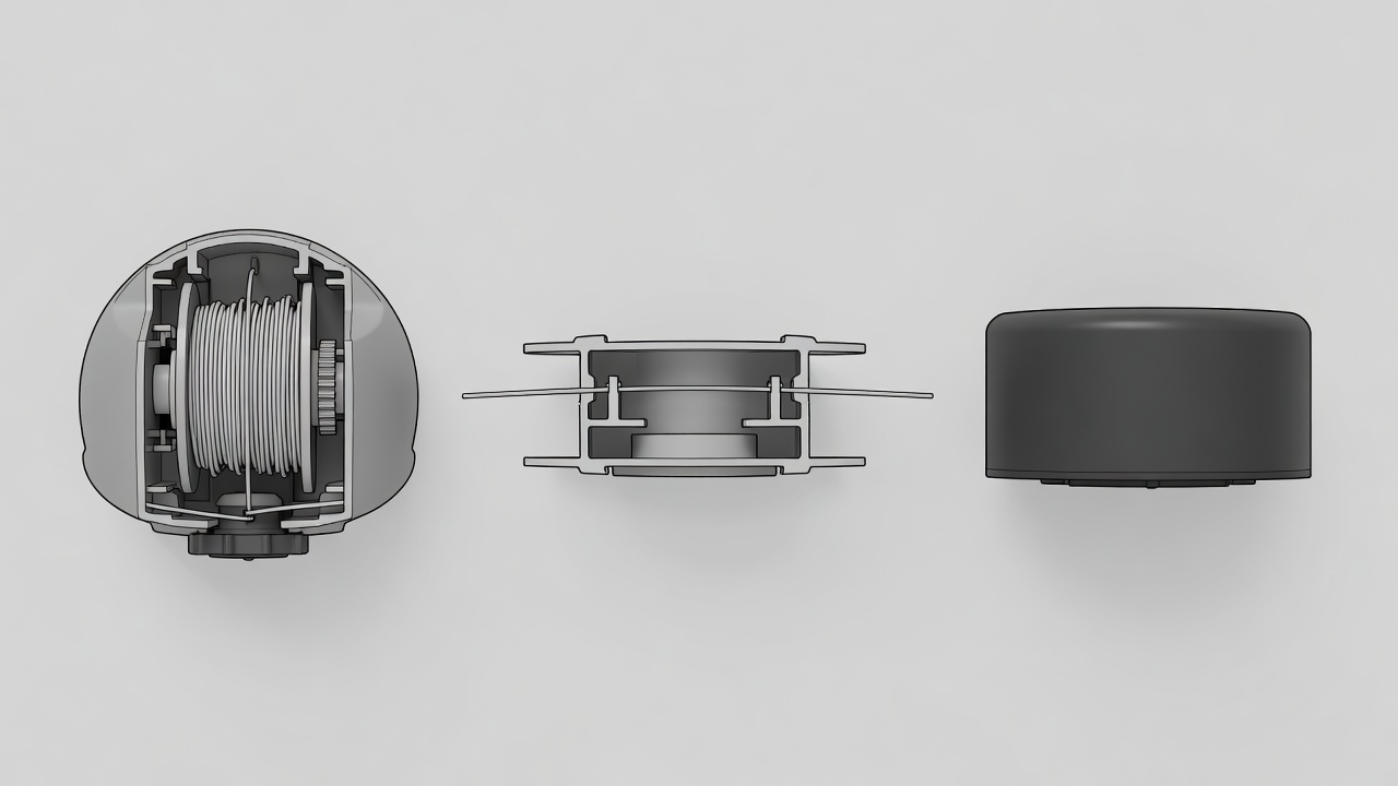 Understanding Your Trimmer Head Type Cross-section comparison of bump-feed, manual-feed, and automatic-feed trimmer head mechanisms