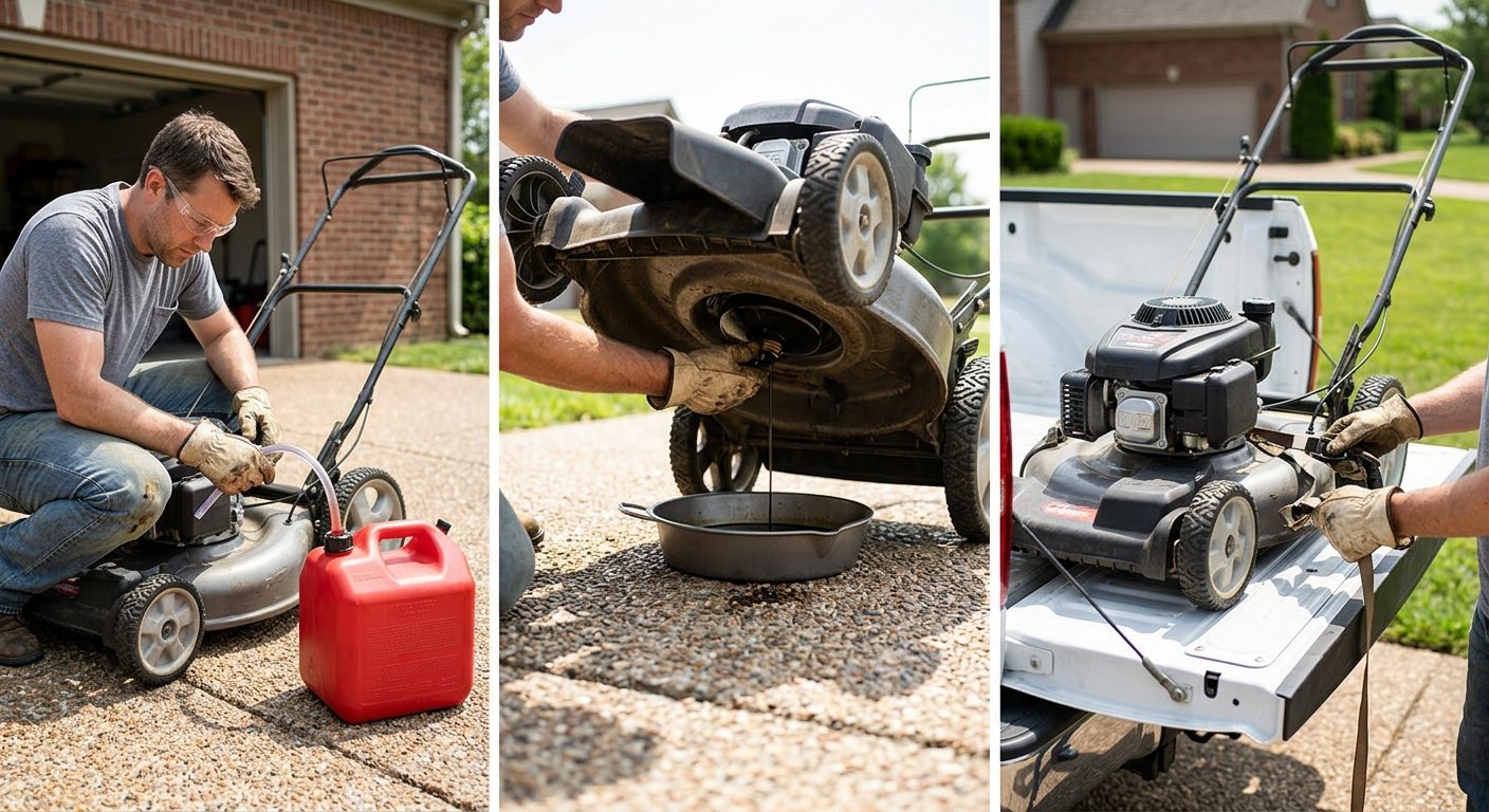 How to Recycle an Old Lawn Mower? (Step-by-Step Disposal Guide) Step-by-step process of draining fluids and loading a lawn mower for recycling