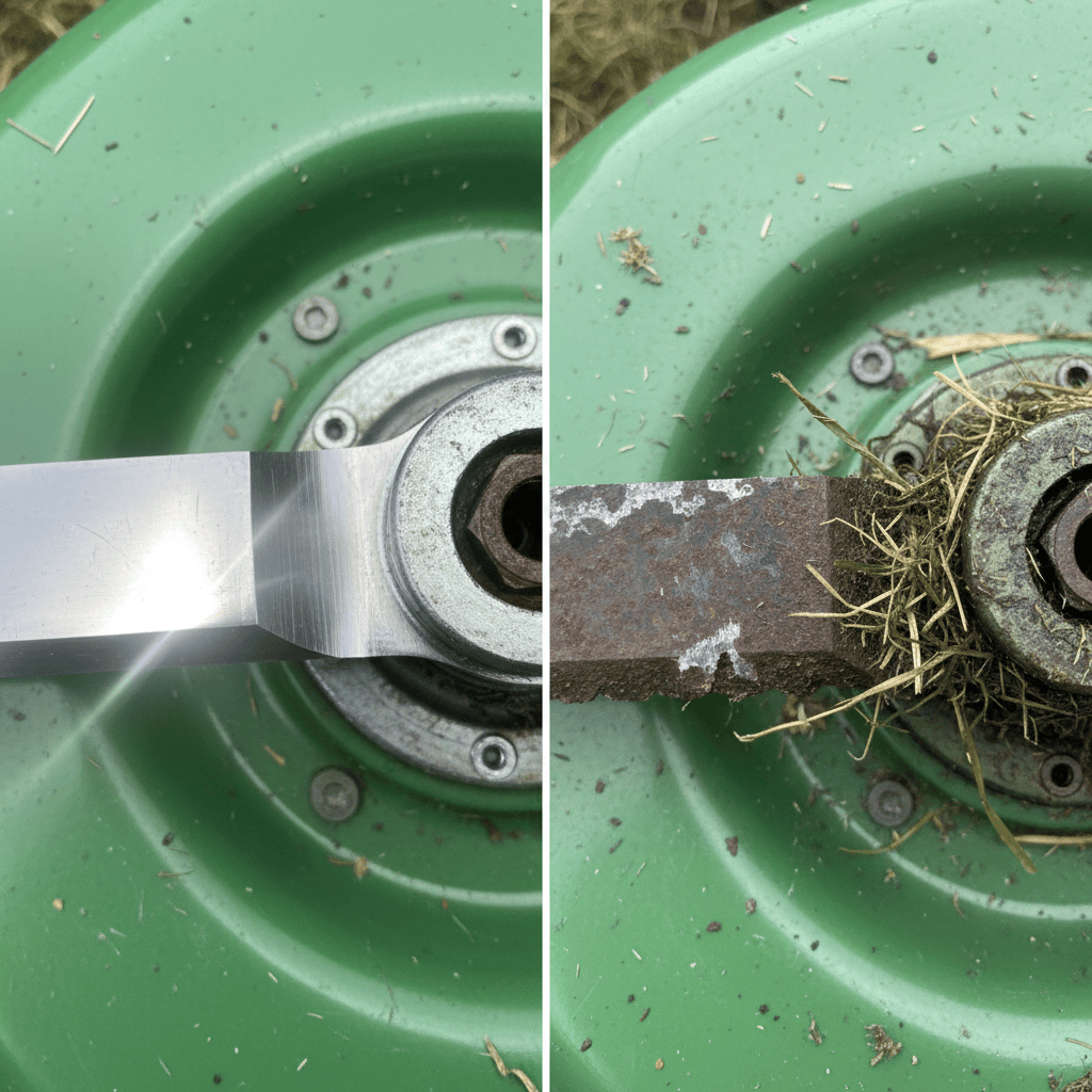 Comparison of sharp versus dull mower blade edges