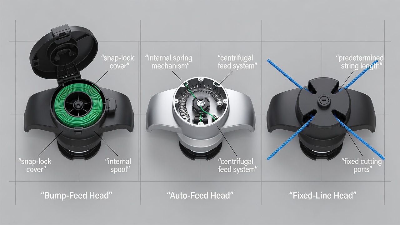 Understanding Your Weed Wacker String Head Three types of weed wacker trimmer heads compared