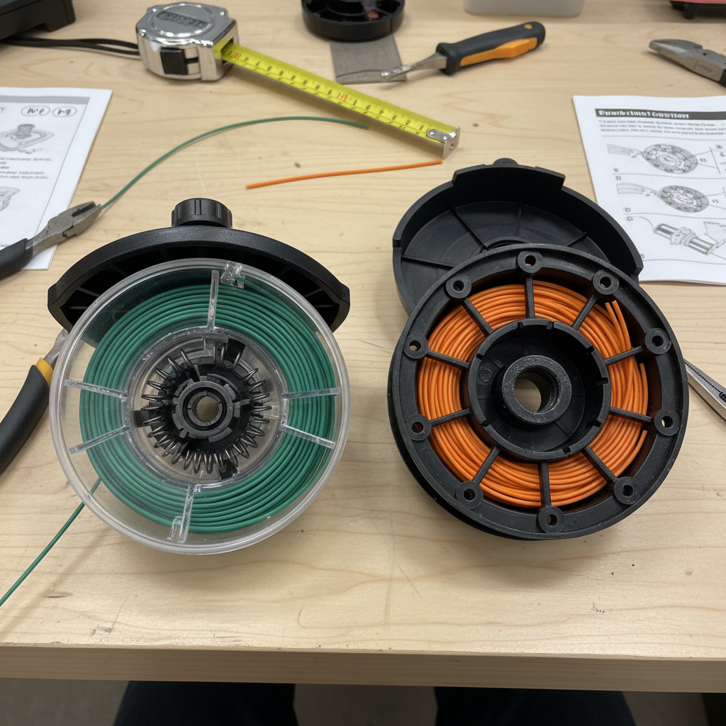 Comparison of bump-feed and fixed-line trimmer spool types