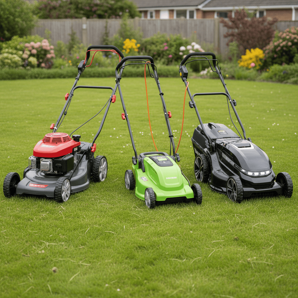 How Do You Start a Lawnmower? (Complete Guide for Gas, Electric & Battery Models) Three types of lawnmowers: gas, electric corded, and battery-powered