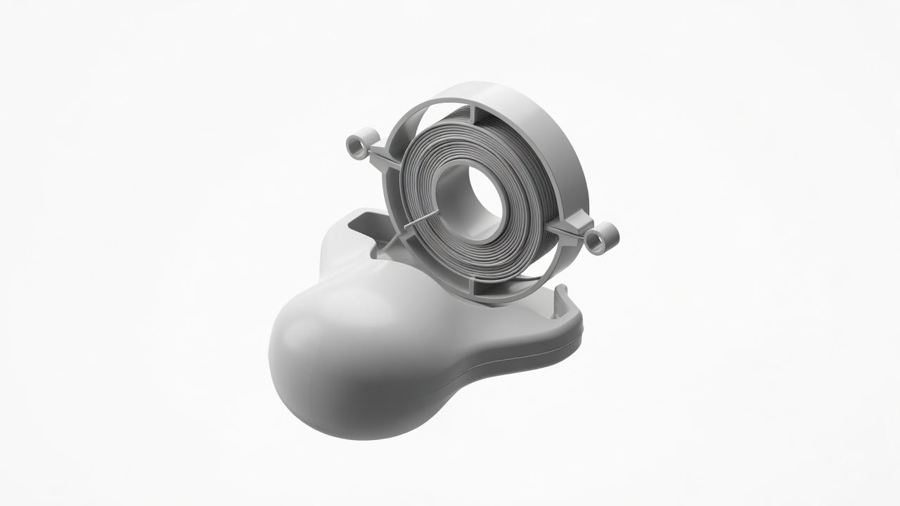 Exploded illustration of a bump-feed trimmer head showing the bump knob, spool, and eyelets