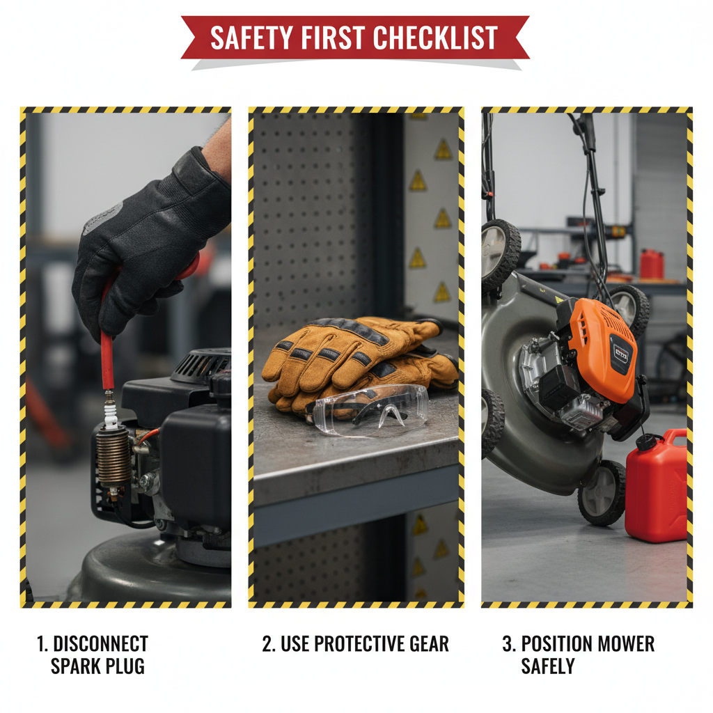 How Do You Safely Remove a Mower Blade? (Step-by-Step Guide) Safety precautions for mower blade removal including spark plug disconnection, protective gear, and proper mower positioning
