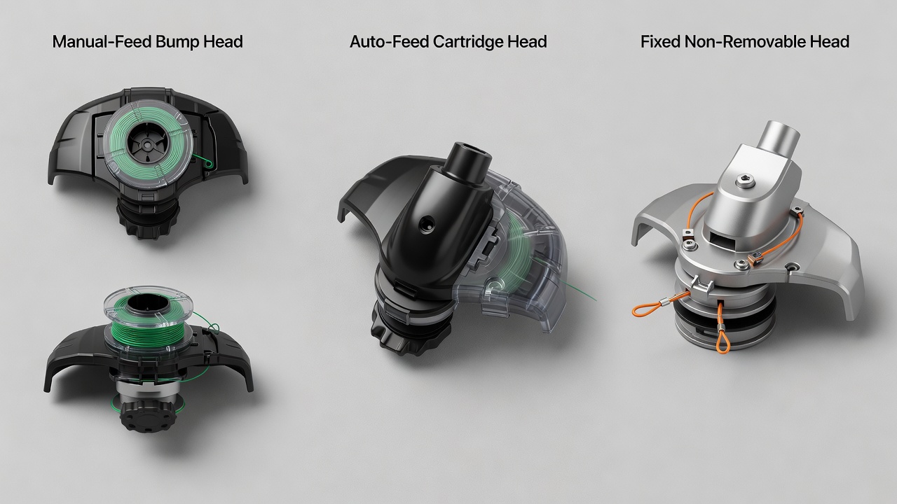 Understanding Your Weed Wacker Head Design Three types of weed wacker trimmer head designs displayed for comparison