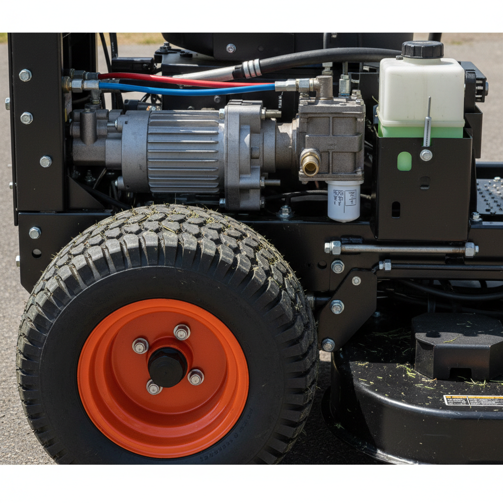 Hydraulic transmission system on zero turn mower rear wheel