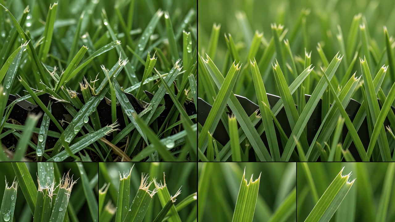 Why You Shouldn’t Mow a Wet Lawn Comparison of torn grass blades from wet mowing versus clean cuts from dry mowing