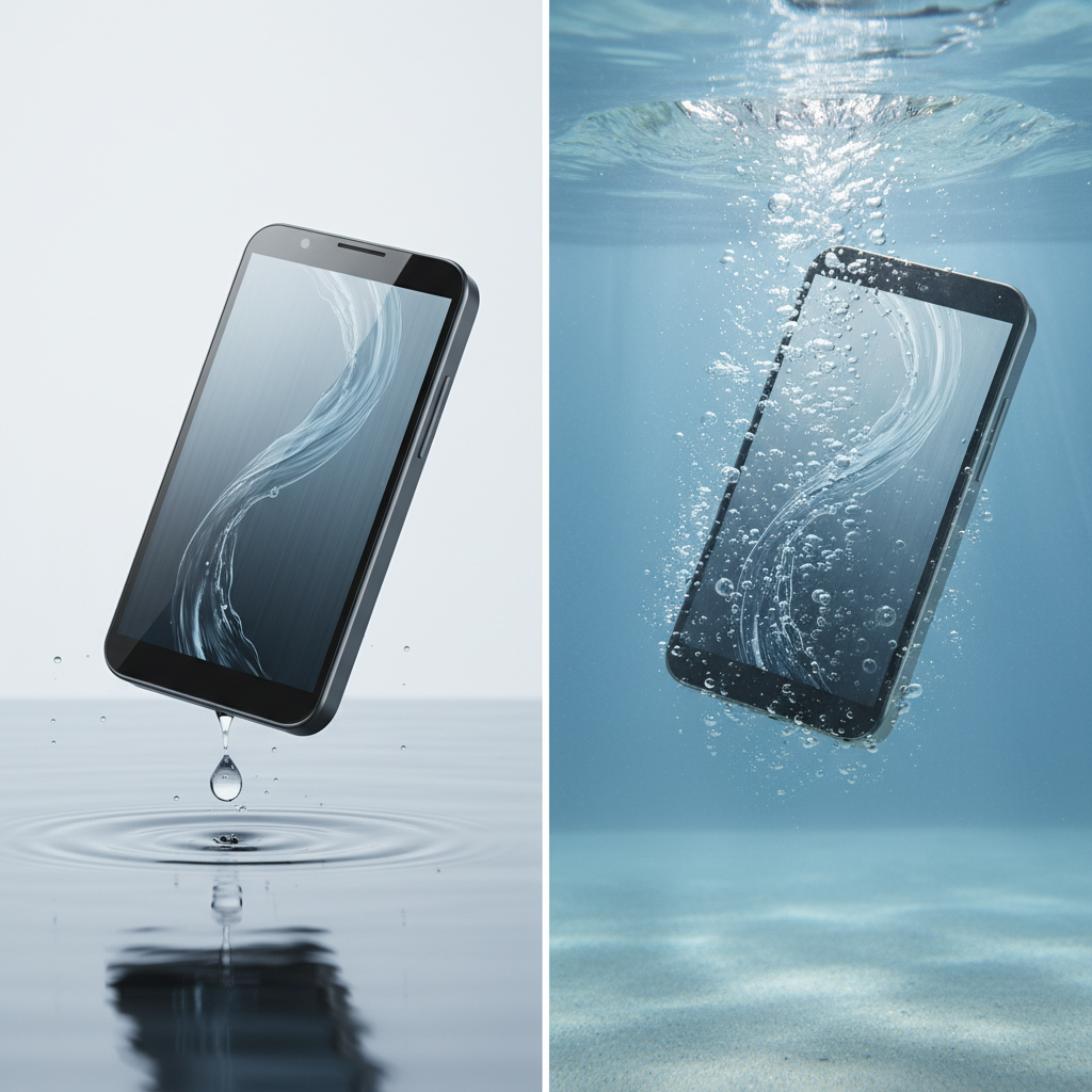 Visual comparison of splash protection versus full immersion