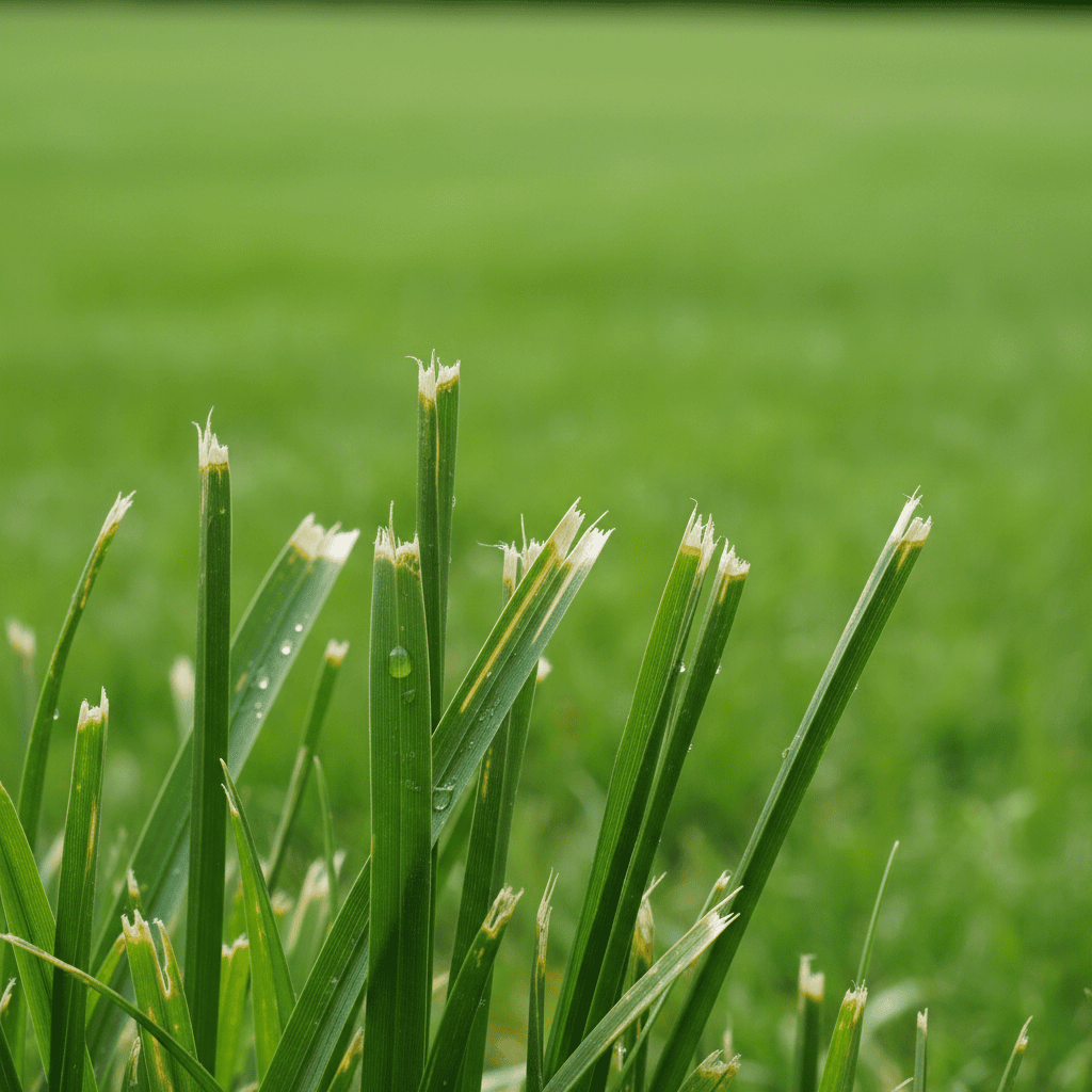 Should You Water the Lawn After Mowing? (Best Practices & Timing Guide) Close-up of dry, freshly cut grass blades showing the sealed ends after mowing.