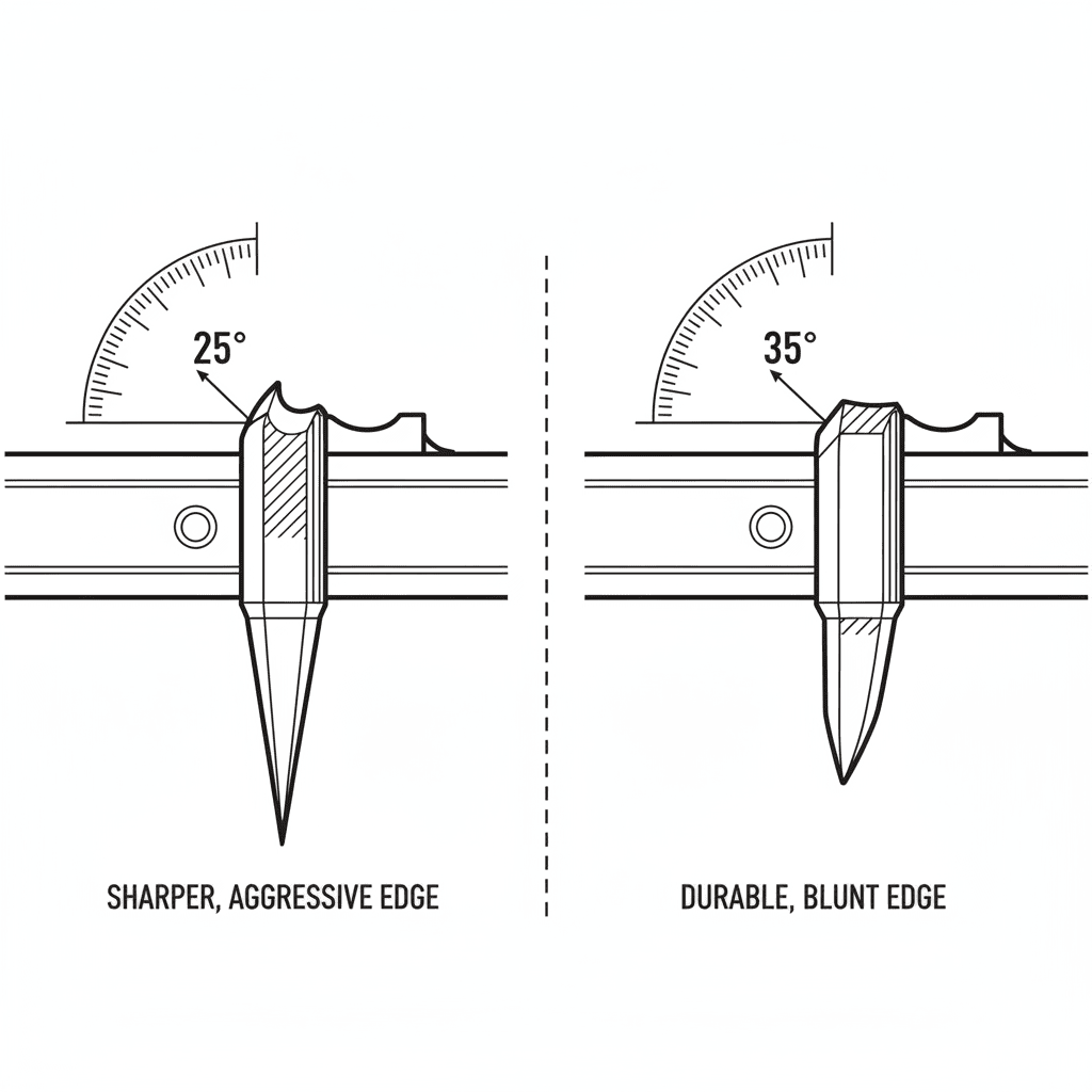Comparison of chainsaw teeth sharpened at 25-degree versus 35-degree angles