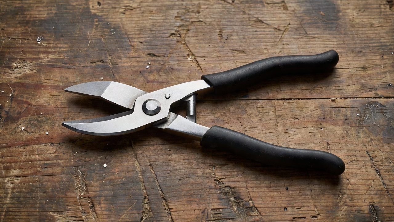 What Are Hedge Clippers? Definition, Types, and When to Use Them Flat-lay of open manual hedge clippers showing blades, pivot bolt, and rubber handles