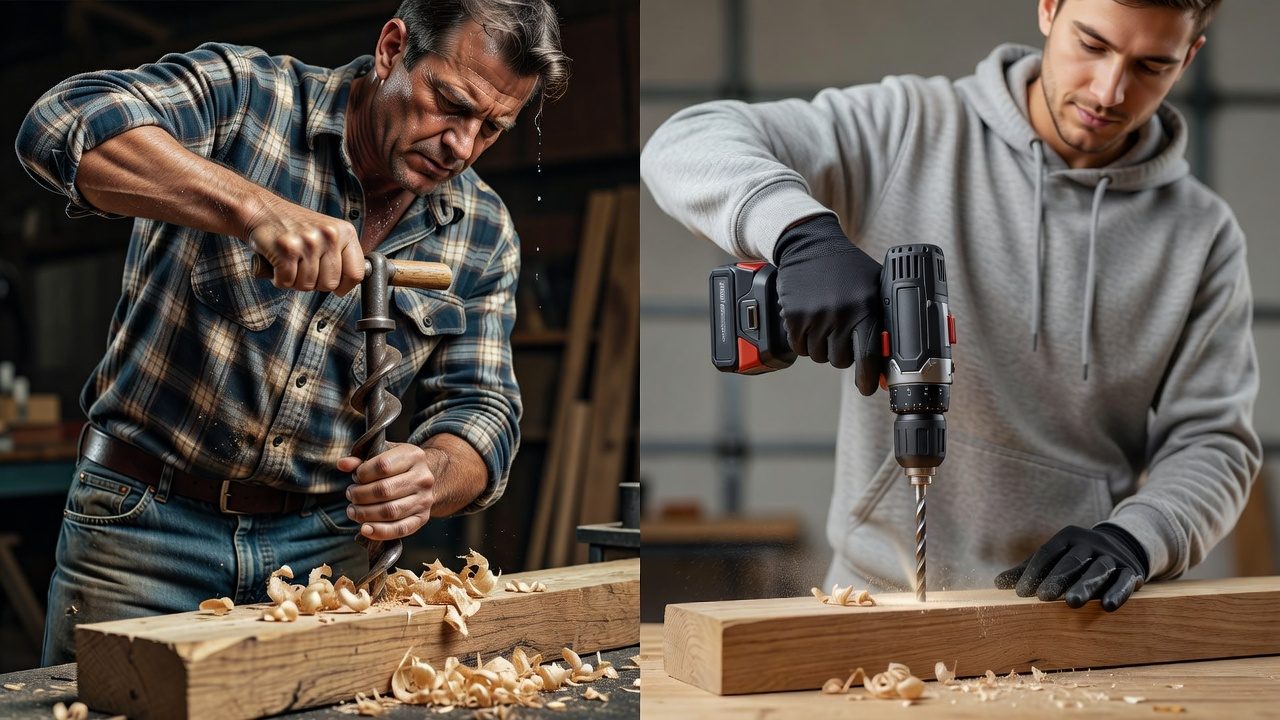 Comparison of hand tool versus power tool drilling