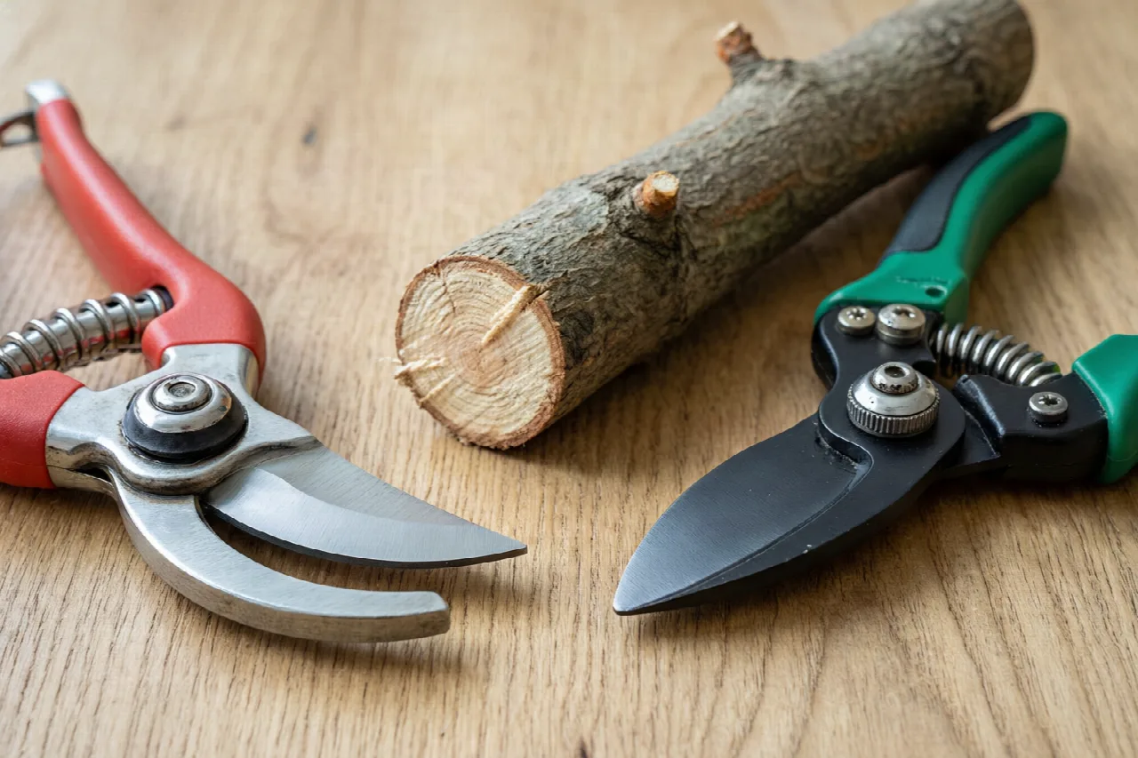 Bypass and anvil pruning shears compared side by side.