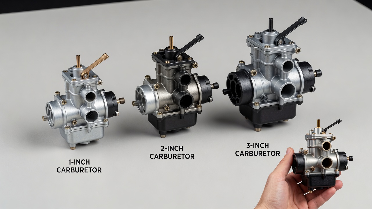 What Does a Carburetor Look Like on a Lawn Mower? (Visual Guide & Components) Comparison of different sized and styled lawn mower carburetors showing variety of appearances