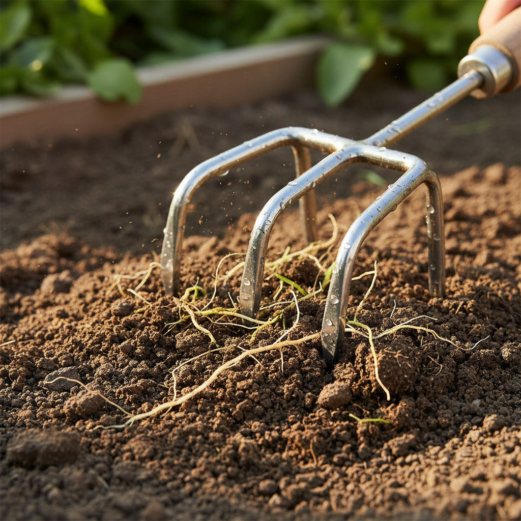 Understanding the Cultivator: Core Functions and Purpose A hand-held garden claw cultivator stirring and aerating loose soil.