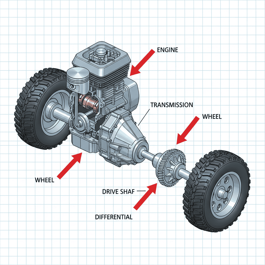 What Does Self-Propelled Mean? Definition, Examples, and Key Distinctions Internal components of self-propelled equipment showing motor and drivetrain