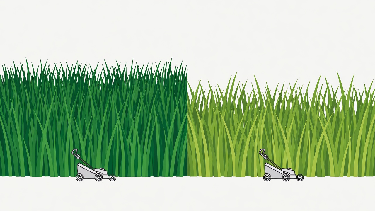 Comparison of cool-season and warm-season grass at their optimal mowing heights