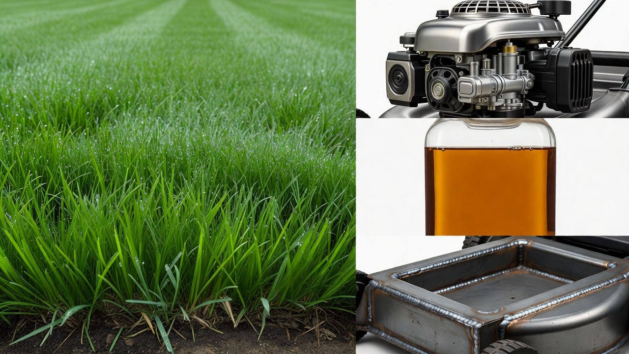 Visual breakdown of riding mower quality factors: cutting consistency, engine power, transmission reliability, and build quality