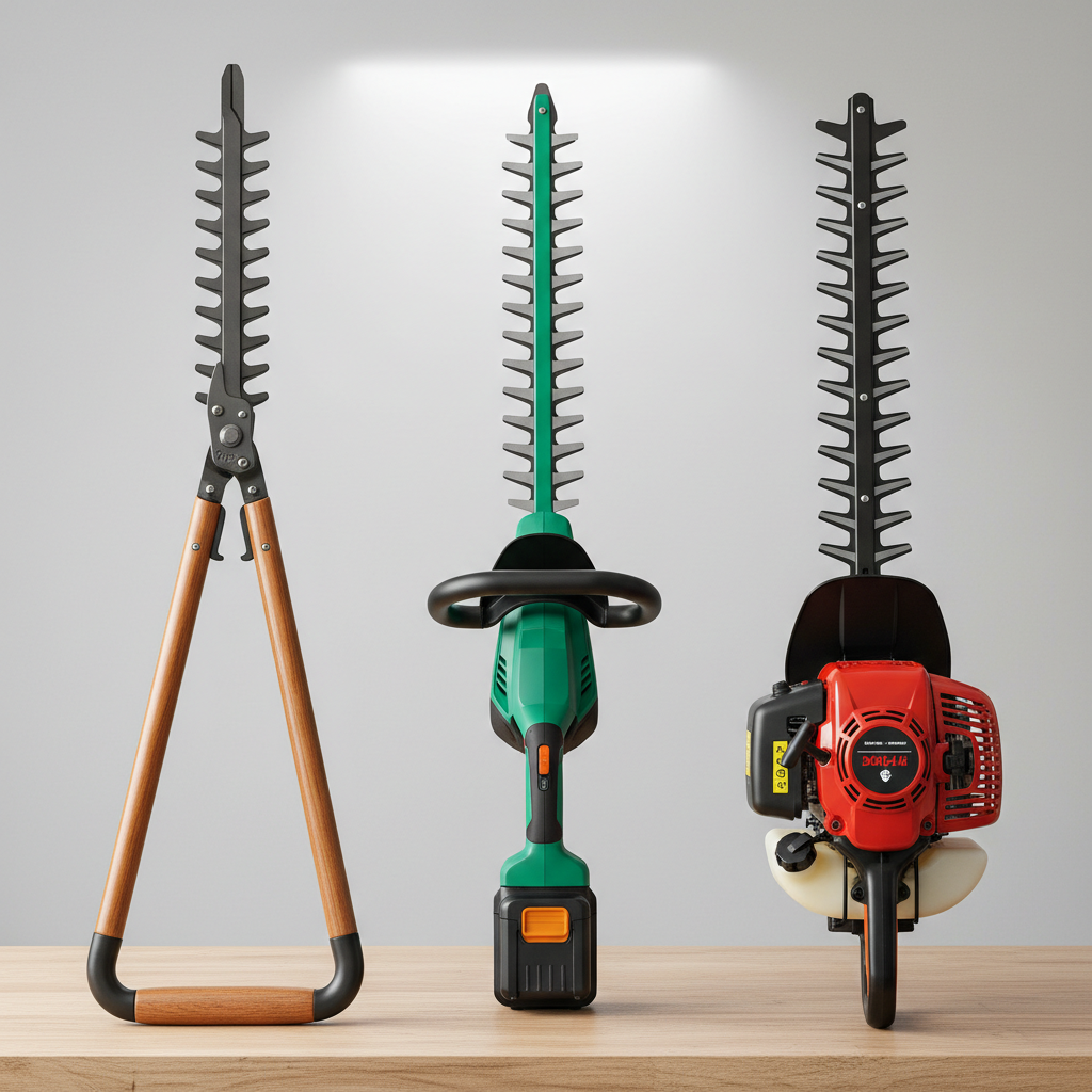 What Is a Hedge Trimmer? Types, How They Work, and When to Use Them Three types of hedge trimmers displayed for comparison: manual, electric, and gas-powered models