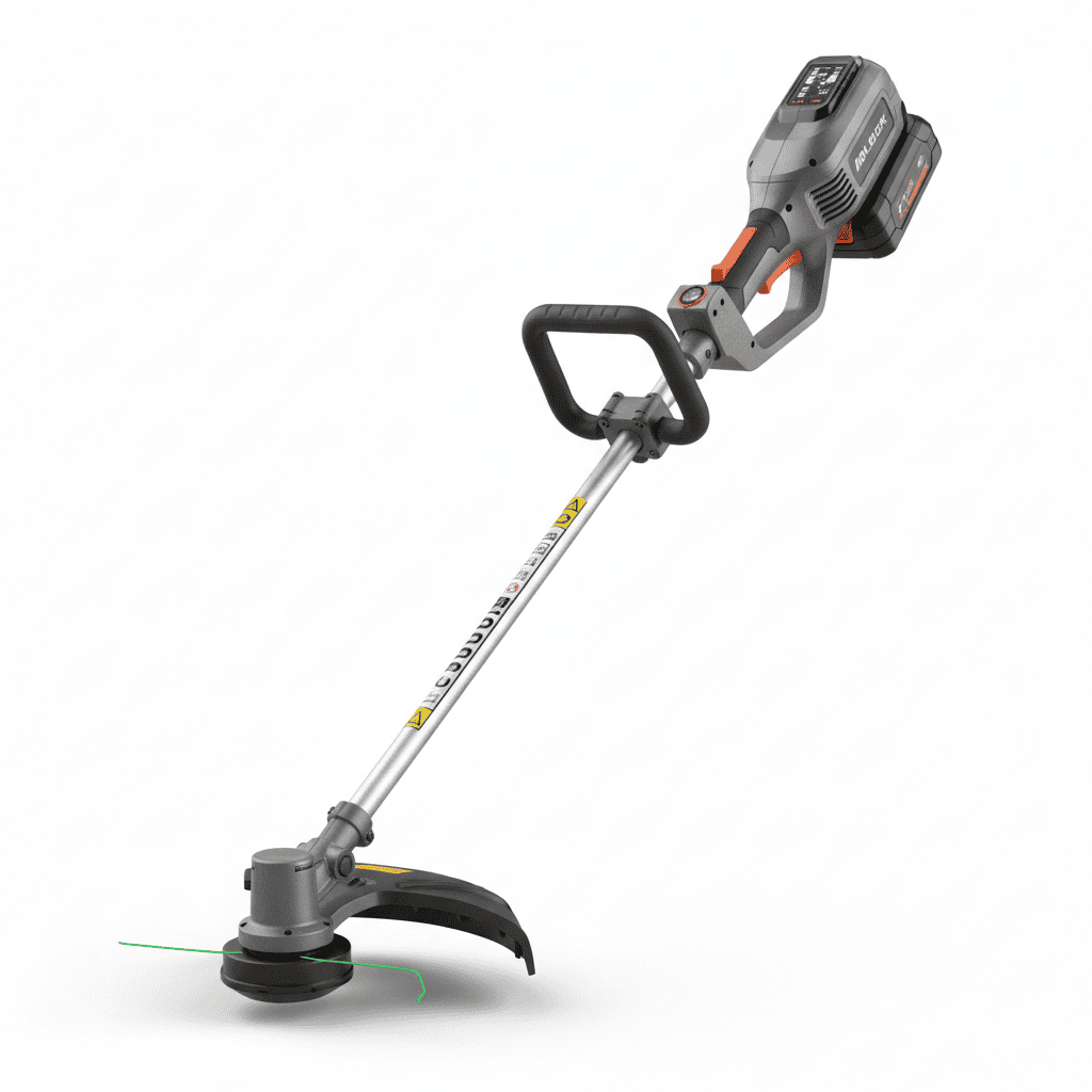 Full-body view of a string trimmer tool against white background