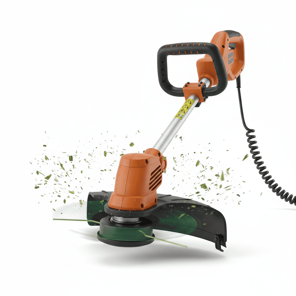 Handheld string trimmer weed eater with rotating head and nylon cutting line