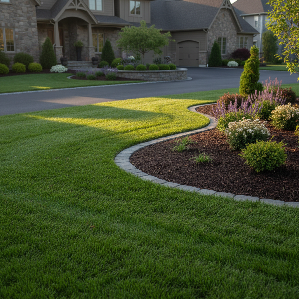 What Is an Edger? Definition, Types, and Uses Across Industries Well-maintained residential lawn with crisp, defined edges along driveway and garden beds