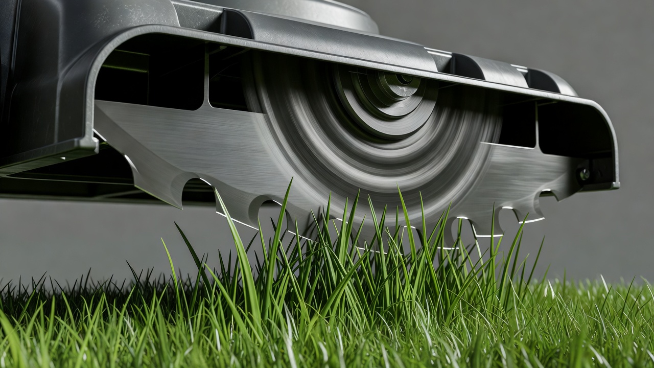 What Is a Lawn Mower? Types, How It Works, and Everything You Need to Know Underside cross-section of a lawn mower cutting deck showing a rotating rotary blade shearing grass