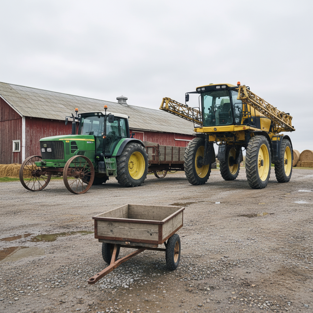 What Is Self-Propelled? Meaning and How the Term Is Used A tractor hitched to a wagon beside a standalone self-propelled farm machine