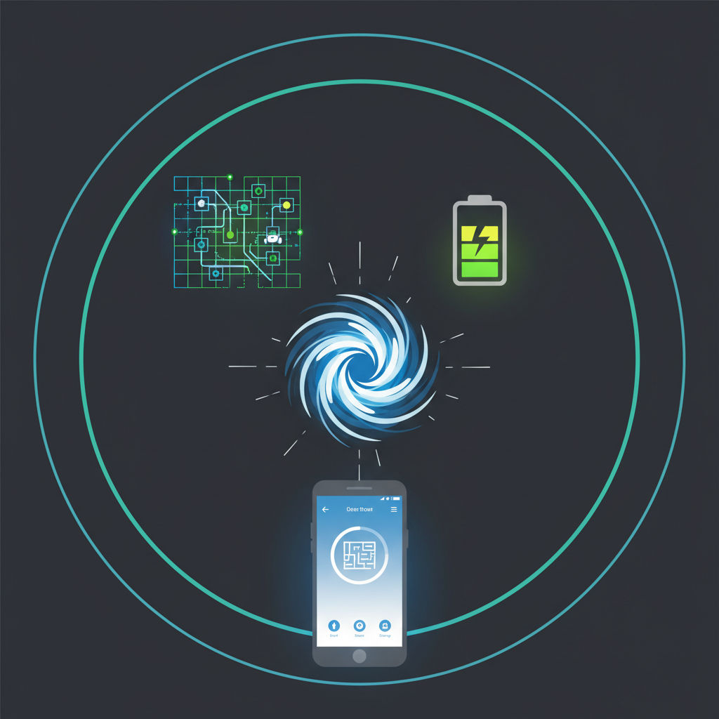 What Is the Best Robot Vacuum? (Key Factors & Buyer Guide) Artistic composition representing suction power, navigation, battery life, and smart features.