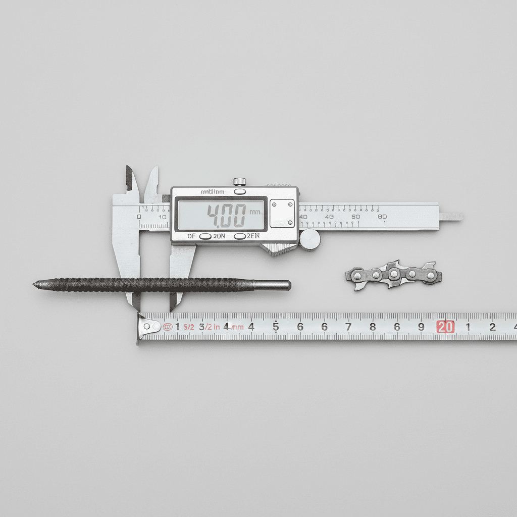 What Size File for .325 Chain? Complete Chainsaw Sharpening Guide 5/32 inch diameter round file with measurement reference for .325 chain sharpening