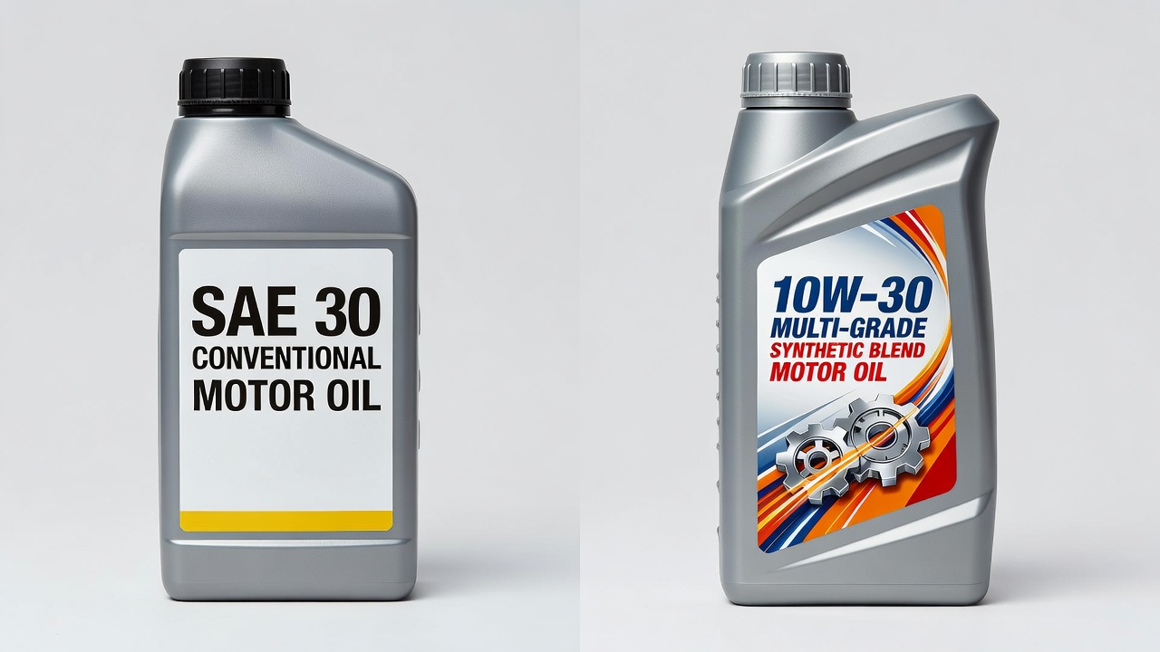 Most Common Oil Types for Toro Mowers SAE 30 and 10W-30 engine oil bottles side by side for comparison
