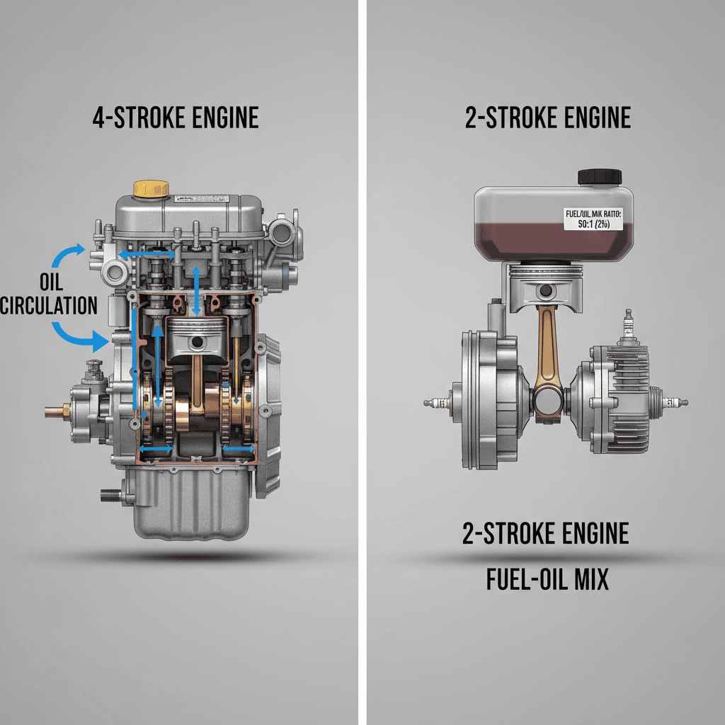 4-stroke and 2-stroke engine comparison diagram