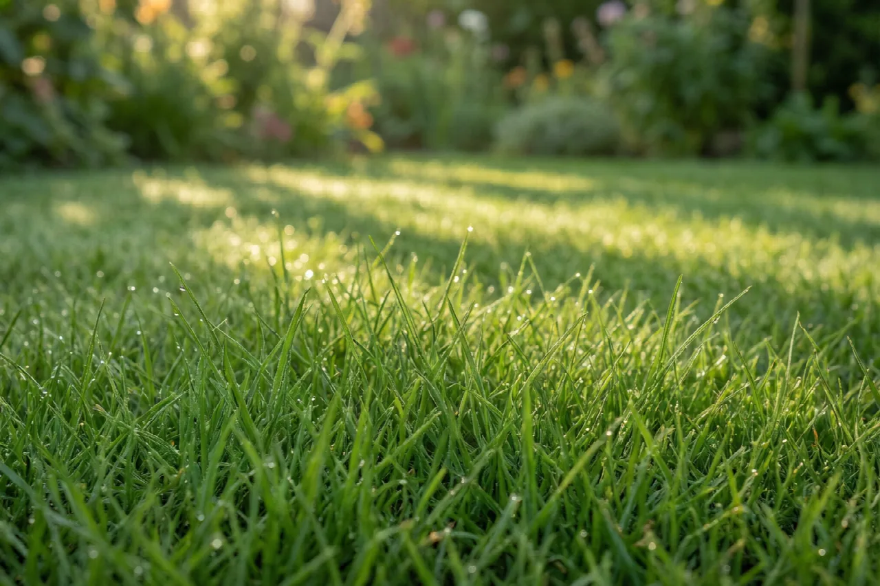 Grass at the ideal height for the first spring mow.