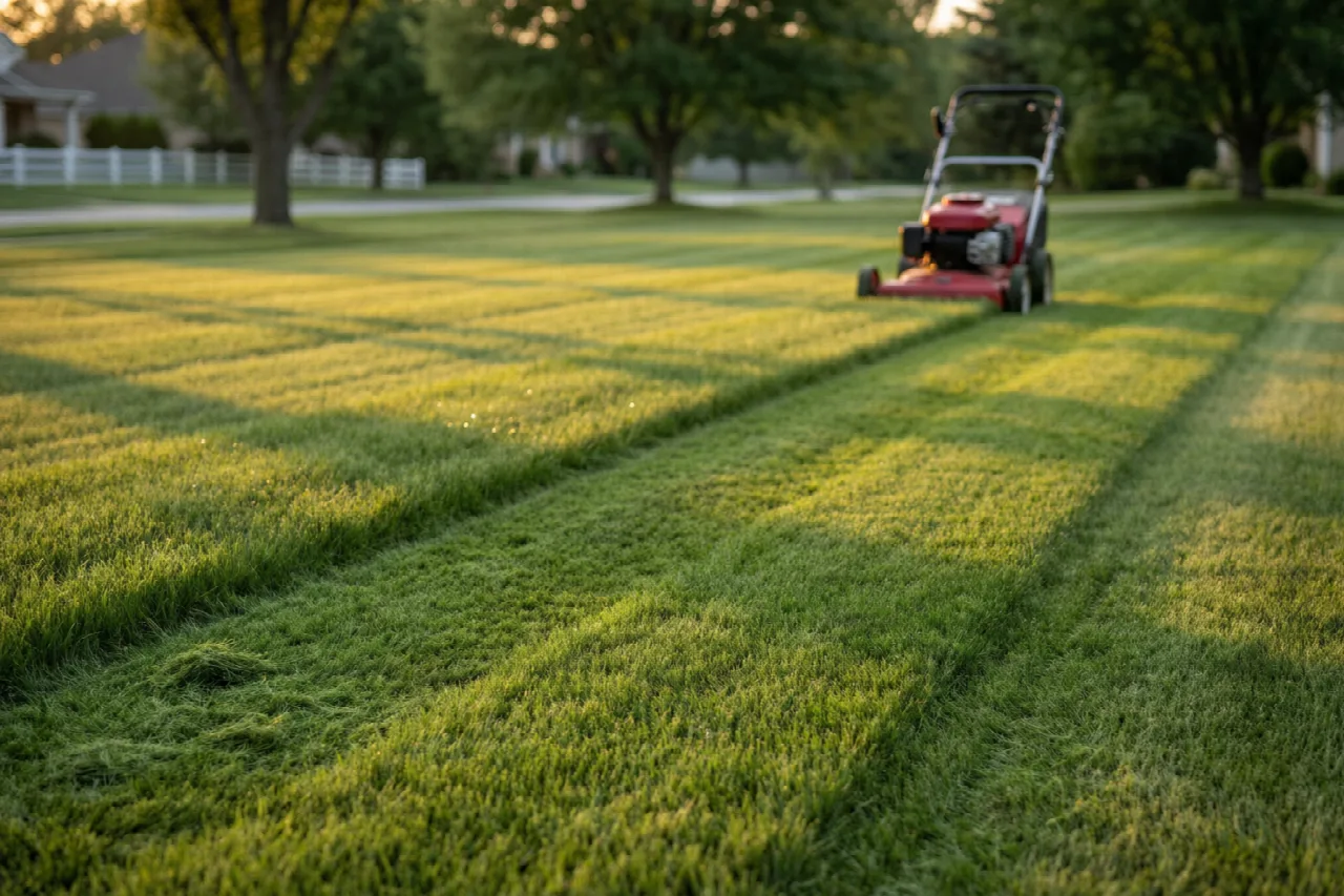 When Should I Mow My Lawn? A Practical Timing Guide Mowing a lawn in the early evening with soft sunlight