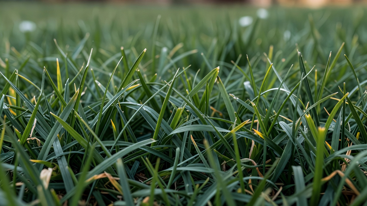 When Should You Stop Mowing the Lawn? Seasonal Guide & Key Indicators Close-up of dormant lawn grass blades showing duller color and flattened growth pattern in late fall.