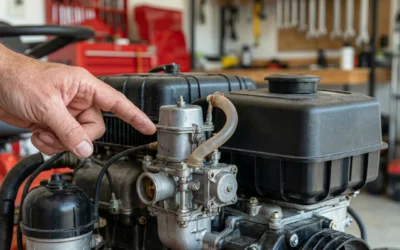 Where is the carburetor on a riding lawn mower?