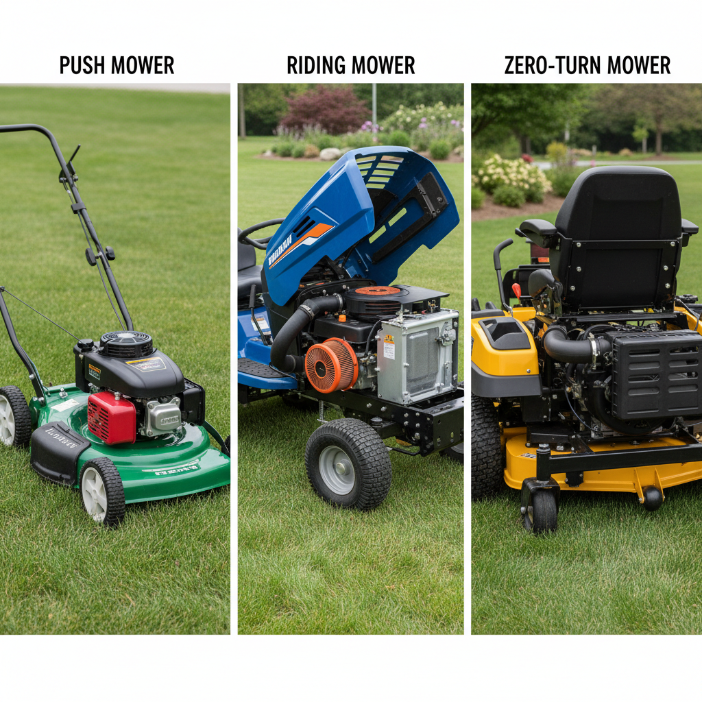 Comparison of air filter locations on push, riding, and zero-turn mowers