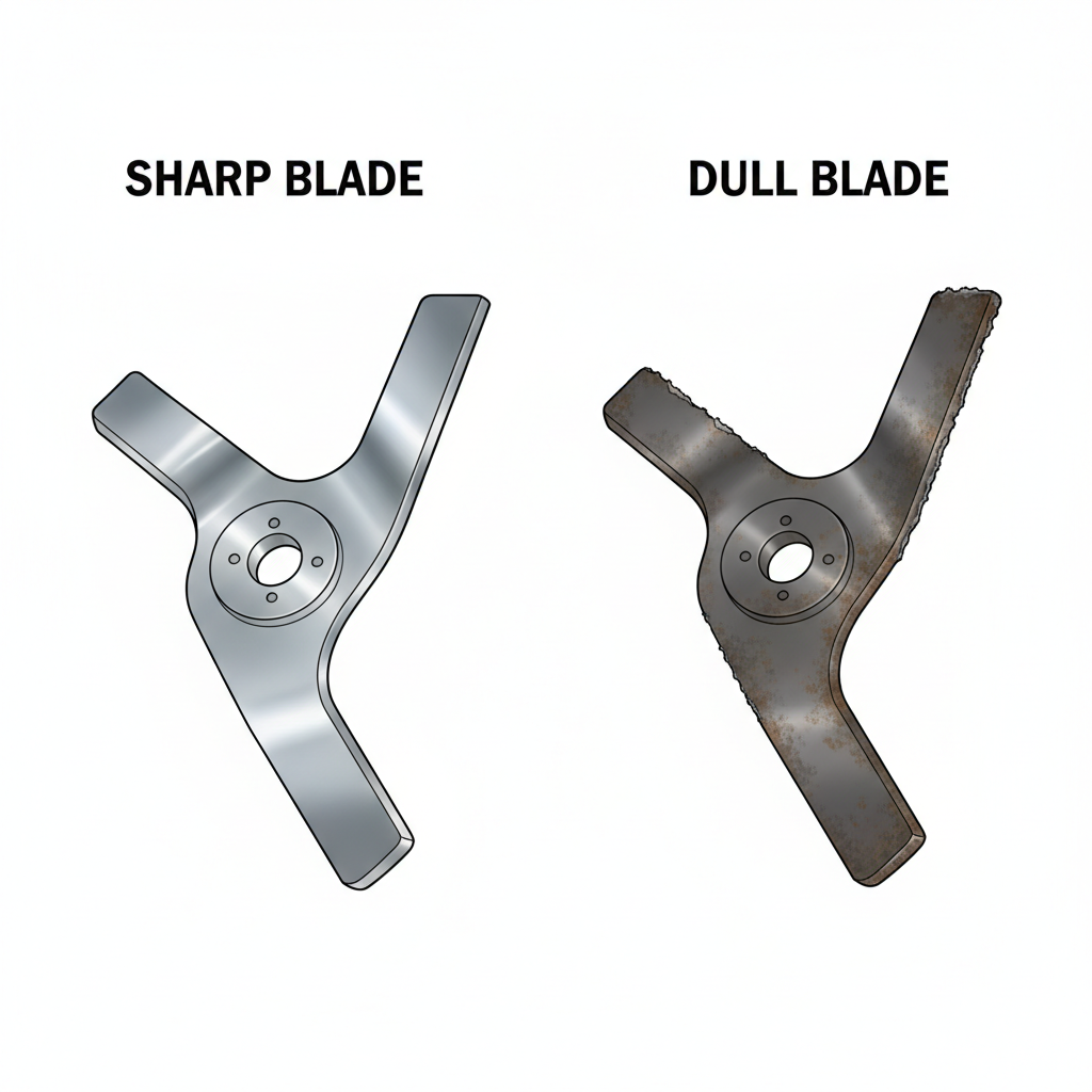 Understanding Your Lawn Mower Blade Comparison of sharp versus dull lawn mower blade edges showing the difference in cutting surface quality