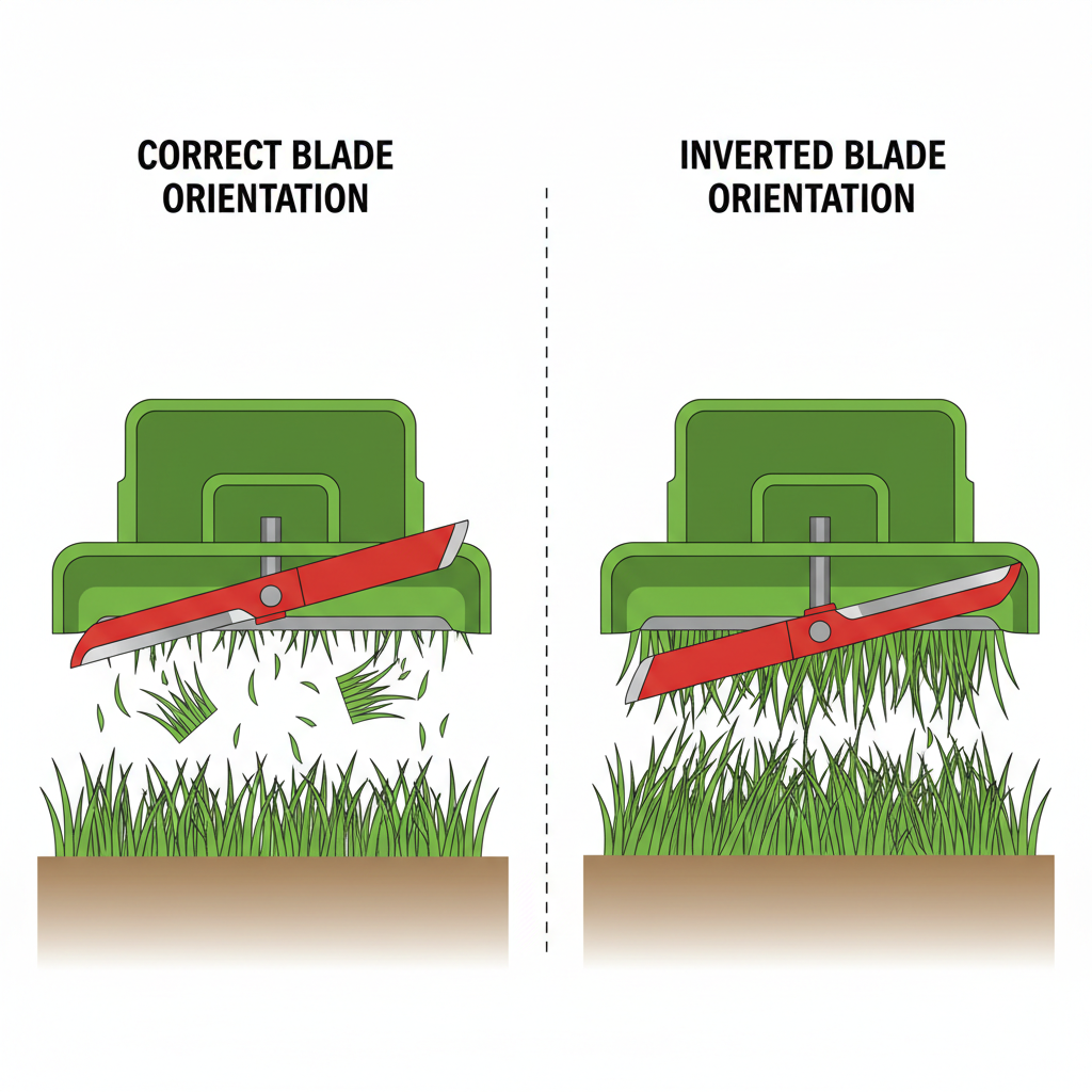 Comparison of correct vs inverted blade orientation and cutting performance