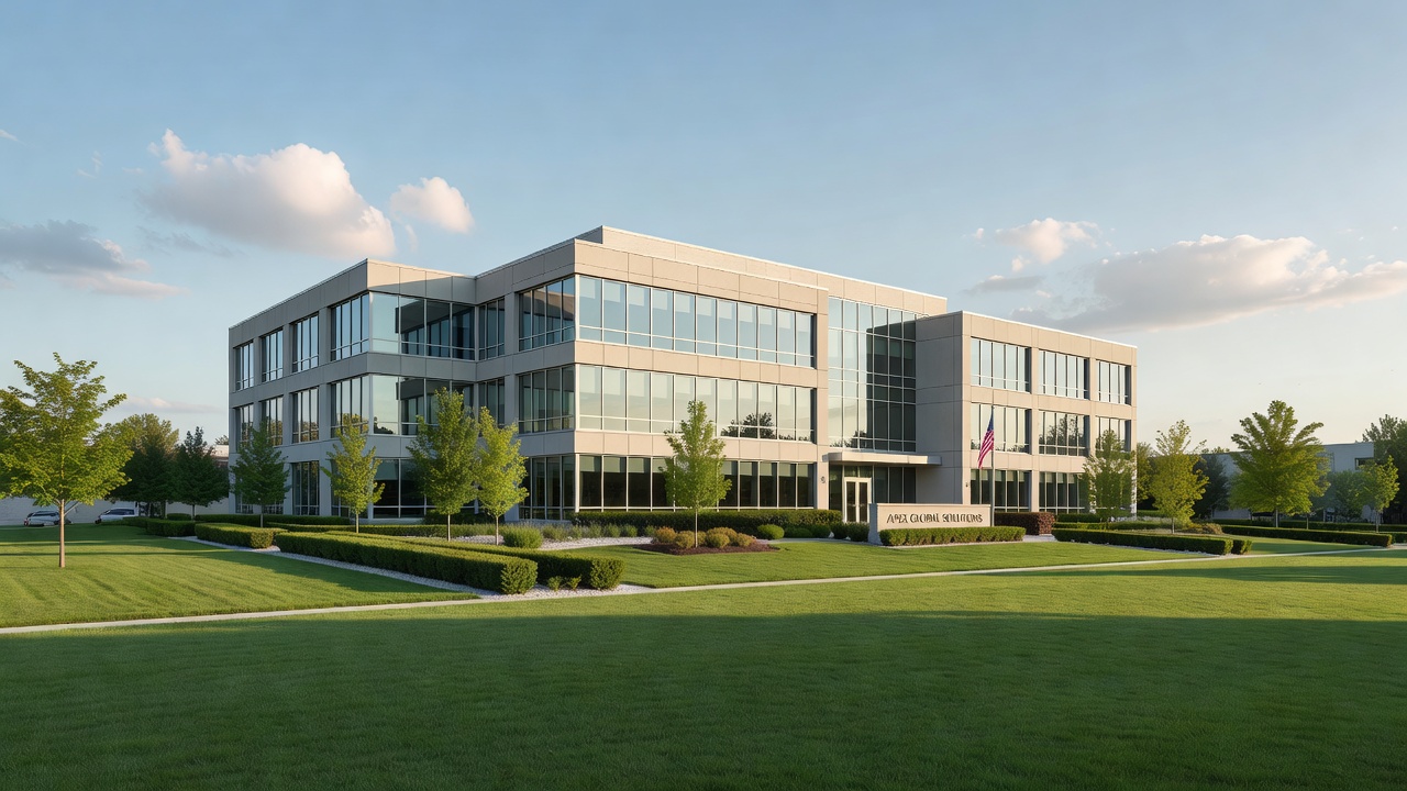 Modern corporate headquarters building in a suburban setting representing The Toro Company