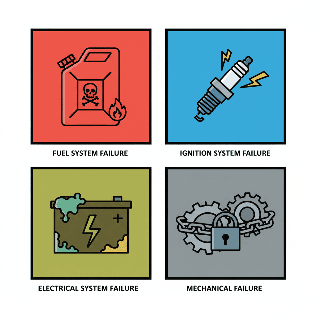 Why Isn't My Lawn Mower Starting? (Troubleshooting Guide & Solutions) Four categories of lawn mower failure: fuel issues, spark plug problems, battery failure, and mechanical blockage