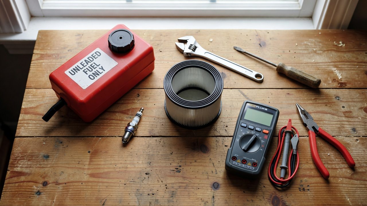 Quick Diagnostic Checklist Common lawn mower maintenance parts and diagnostic tools